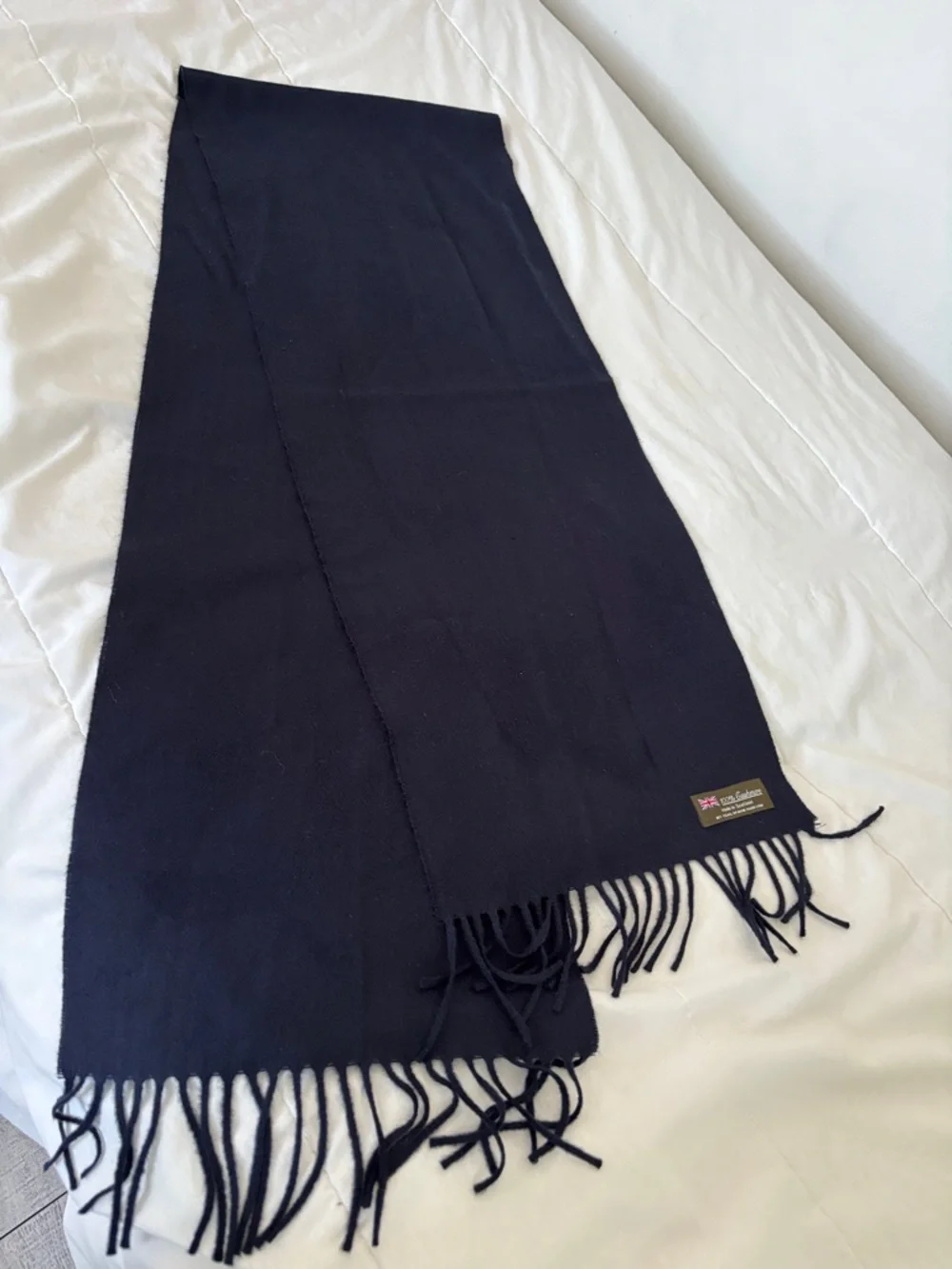 Cashmere Men's Blue navy Fringed Scarf